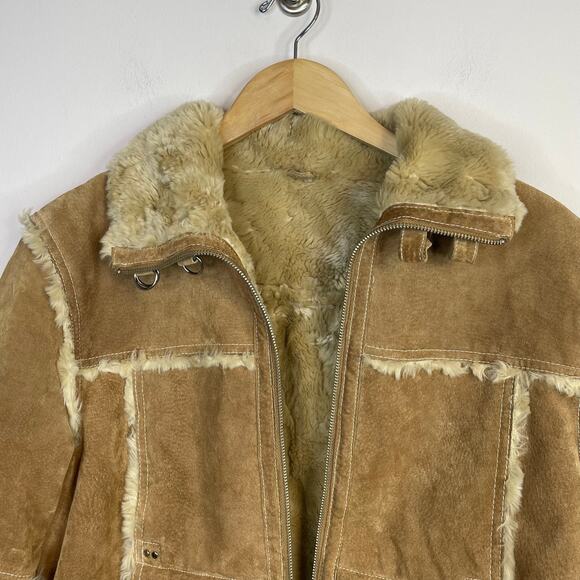 Wilsons Leather Suede Faux Shearling Fur Moto Jacket Boho Penny Lane Womens XL - Picture 3 of 17